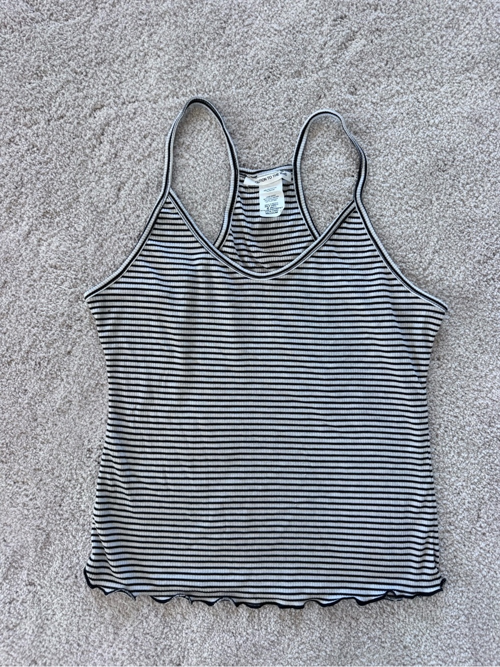 Caution To The Wind Black & White Striped Racerback Tank